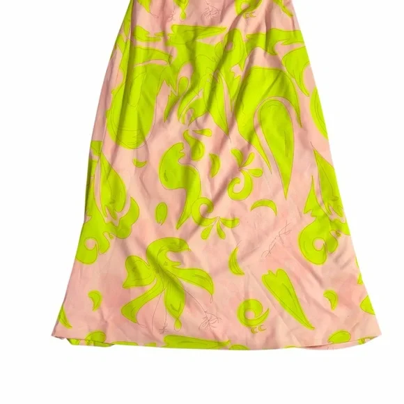 Liliana Meza Pink and Green Satin Maxi Dress Size Large - Picture 5 of 12